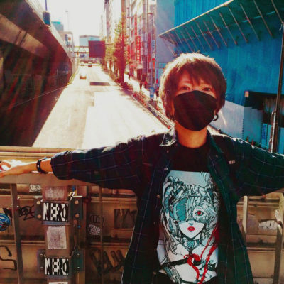 Uchida in Shibuya with Cyber Face T-shirt